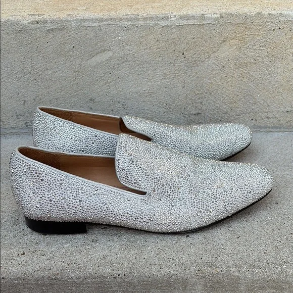 Christian Louboutin Swarovski Dandelion Silver Loafers Slip-On 44.5 US 10-10.5 - Picture 7 of 12